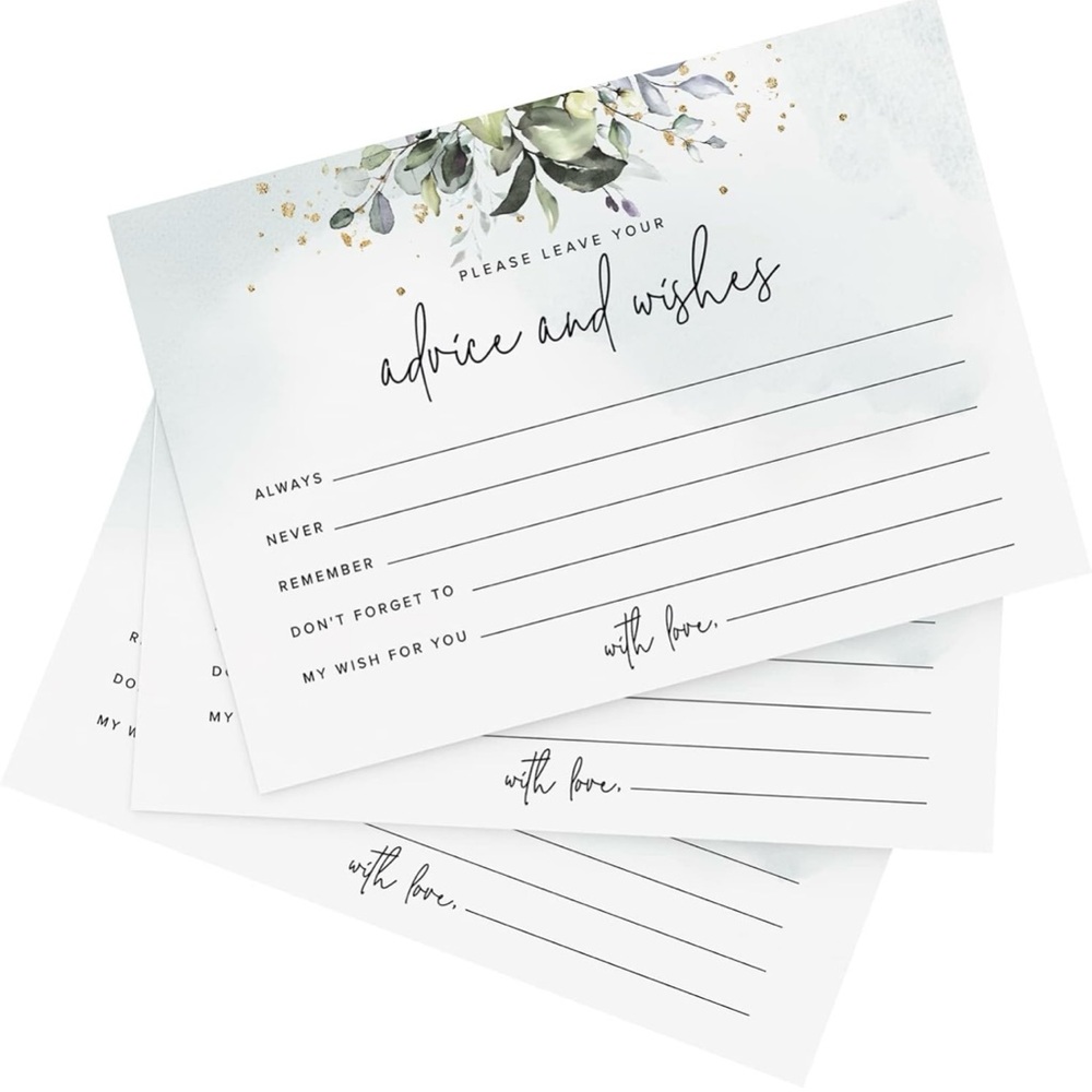 Elegant Advice and Wishes Cards - Green and Gold